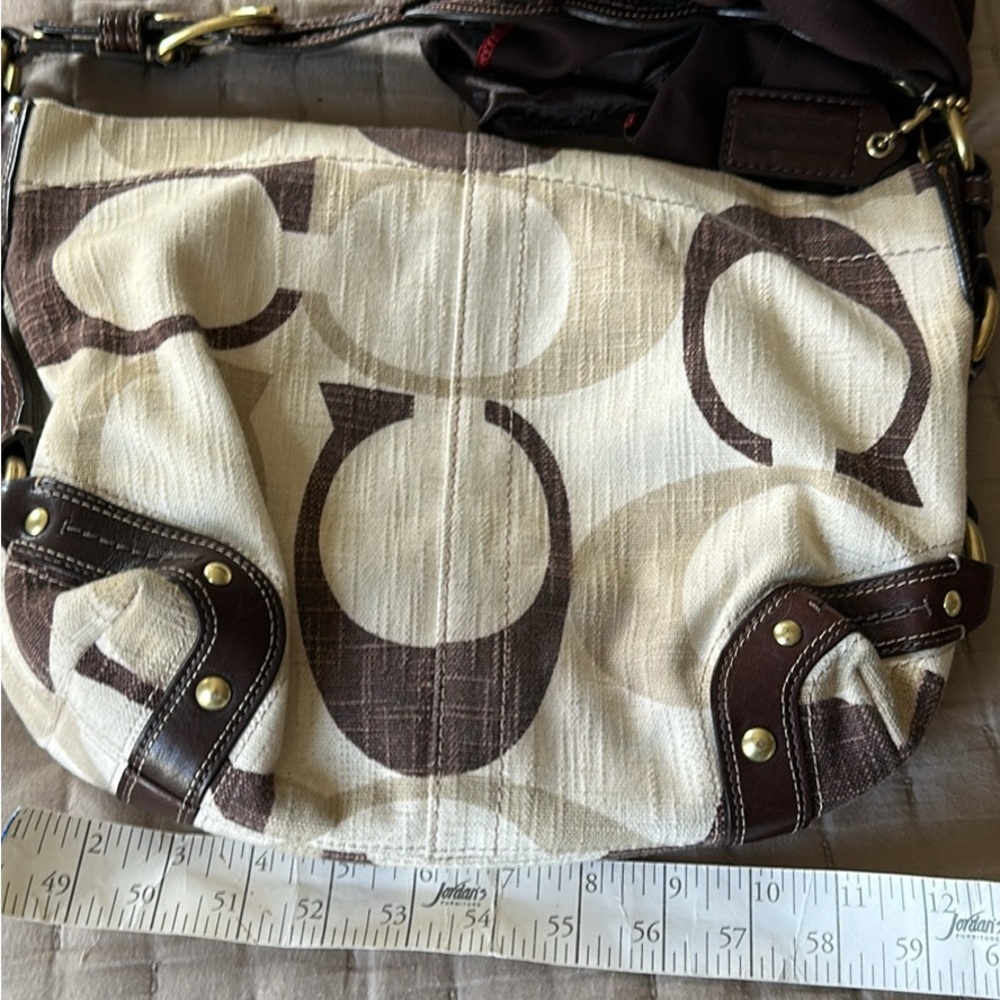 Coach Carly Hobo Bag – ‘08 Y2K Signature “C” Canvas & Leather Linen - Picture 8 of 8